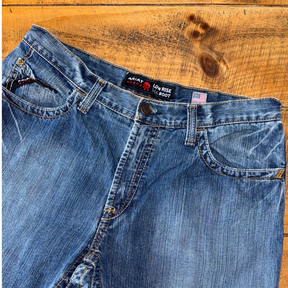 Ariat Mens Fire Resistant‎ Low Rise M4 Boot Cut Denim Blue Jeans Size 35x30